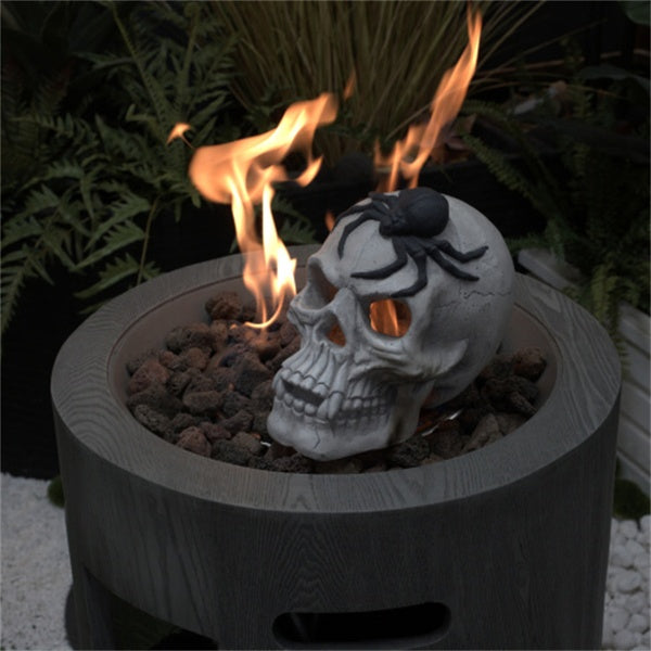 Halloween Fire Pit Skull Decoration with Black Spider