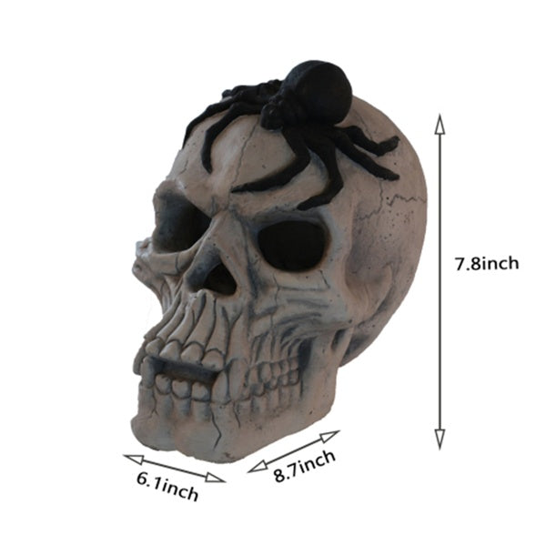 Halloween Fire Pit Skull Decoration with Black Spider