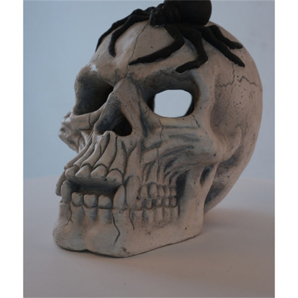 Halloween Fire Pit Skull Decoration with Black Spider