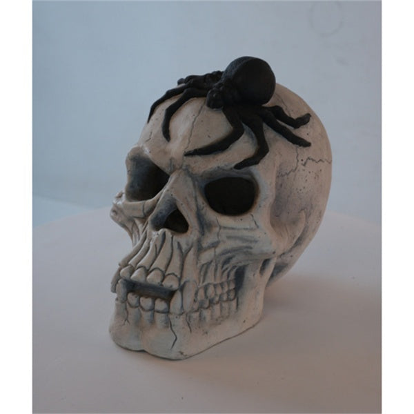 Halloween Fire Pit Skull Decoration with Black Spider